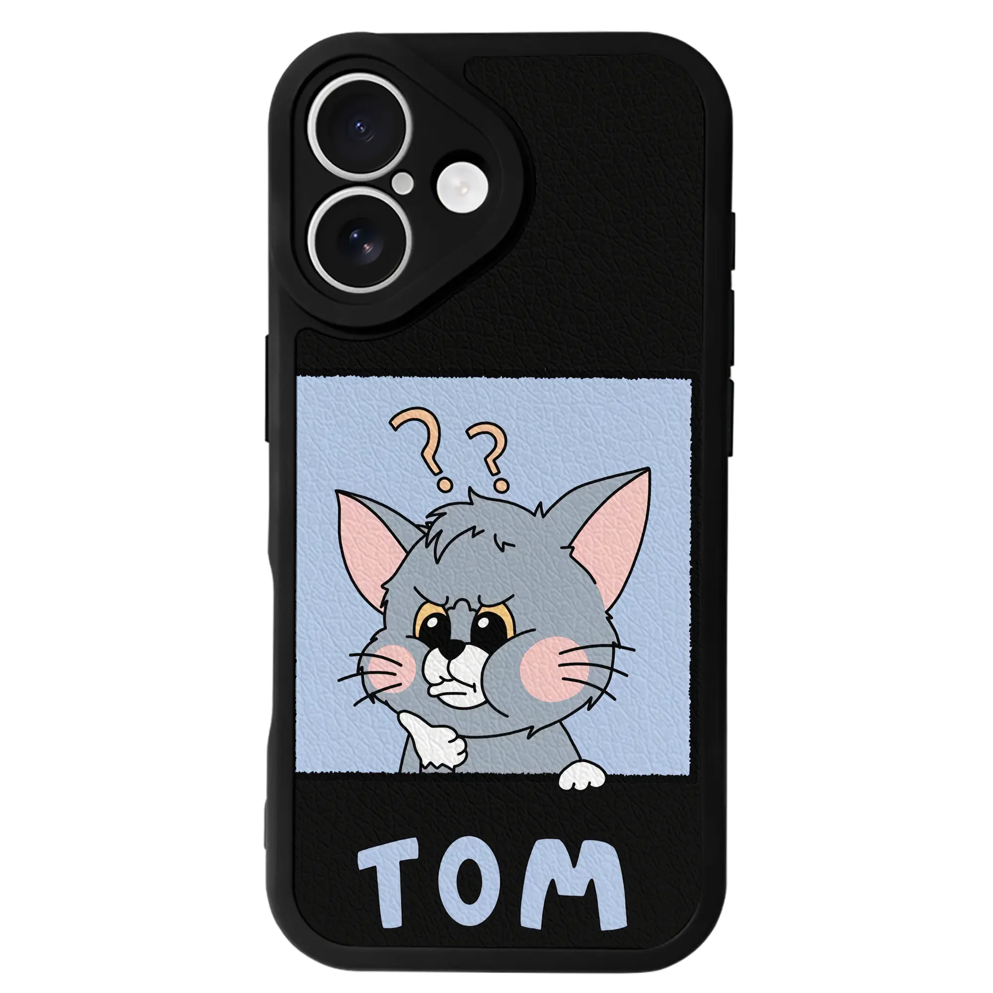 トムとジェリー グッズ トム - IPhone 16シリーズ対応 ・ シリコンスマホケース ・ レザー調 ・ 高精度フィット ・ 耐衝撃 ・ ワイヤレス充電対応 ・ 精密カット